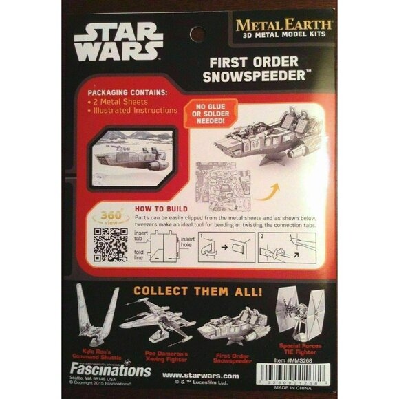 STAR WARS Earth First Order Snowspeeder Fascination Metal 3D Model Kit DISNEY 14 - Picture 2 of 3
